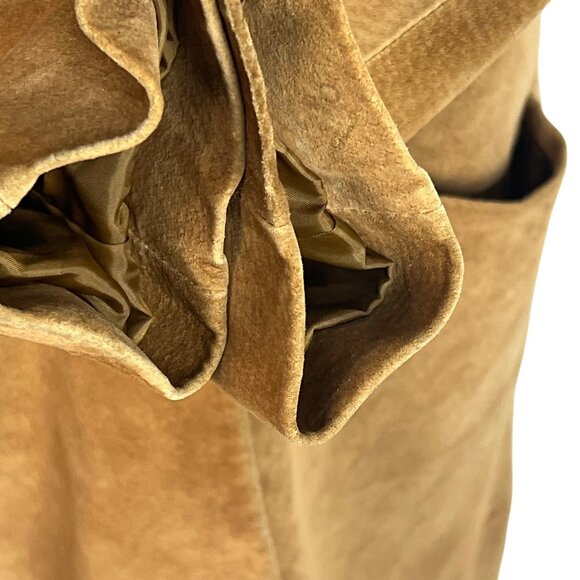 Bernardo Camel Brown Suede Trench Coat S Barn Oversized Washable Western Boho - Picture 8 of 14